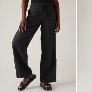 Athleta Cabo Linen Wide Leg Pant Black - O Tall #447244